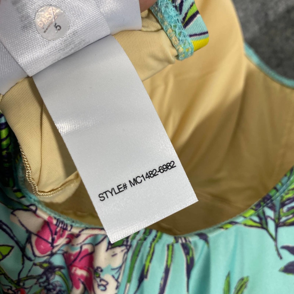 ModCloth One Piece Swimsuit Large Stevie Mint Floral Cutout Tropical - Picture 10 of 11